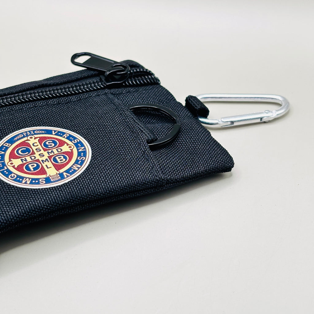 Rozenkrans pouch – Sint-Benedictus (met karabijnhaak)