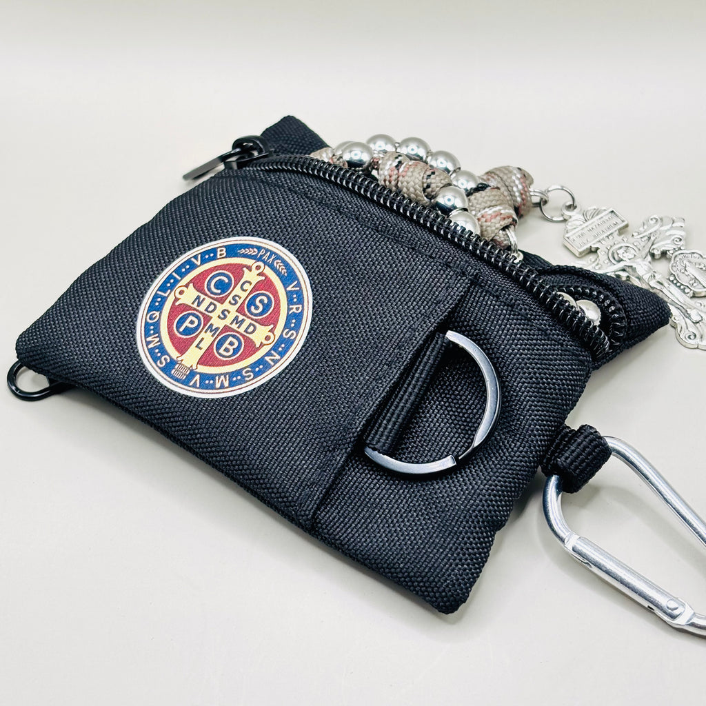 Rozenkrans pouch – Sint-Benedictus (met karabijnhaak)