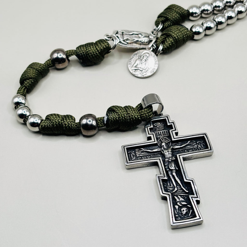 Orthodox kruis aan rozenkrans met Johannes de doper bedeltje